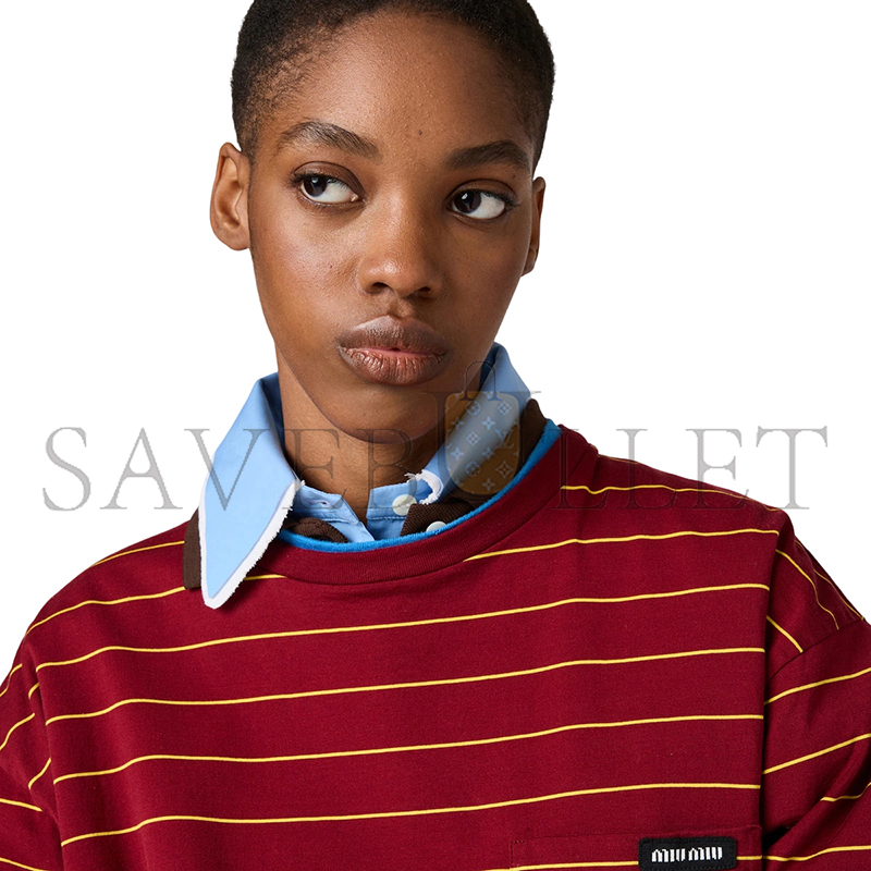 MIU MIU LONG-SLEEVED COTTON JERSEY T-SHIRT MJL014